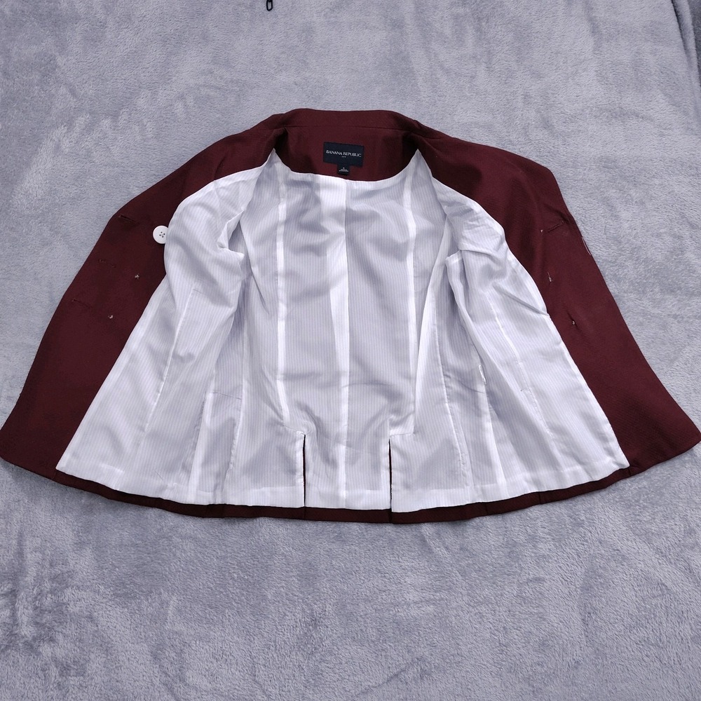 Banana Republic Burgundy Double Breasted Academia School Twee Blazer‎ Shacket 0 - Picture 7 of 11